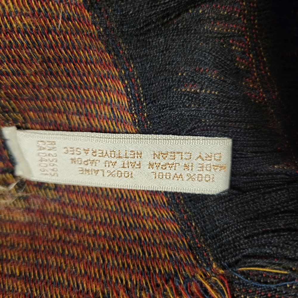 Perry Ellis Multicolor Textured Scarf 52 in by 52 in 100 % Wool Made In Japan - Picture 6 of 7